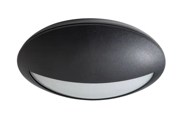 OPTIC 8W IP65 Oval Bulkhead CCT2 Selectable with Eyelid Trim Black