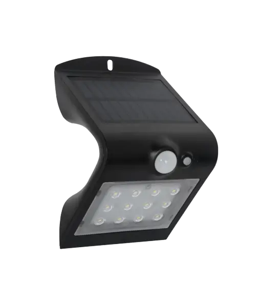 SOL 1.5W Solar LED Wall light with PIR IP65 Black 4000K