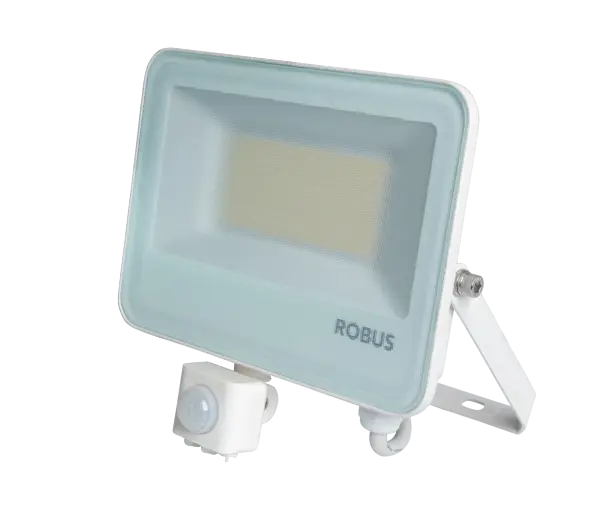 SELEST PLUS 30W/50W Floodlight With PIR IP65 CCT3 White c/w 1m Flex