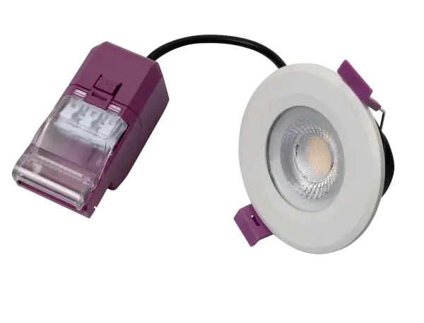 TRIUMPH EXPRESS 4/6 Dual Wattage IP65 Fire Rated Downlight CCT4 2 part connector white Trim