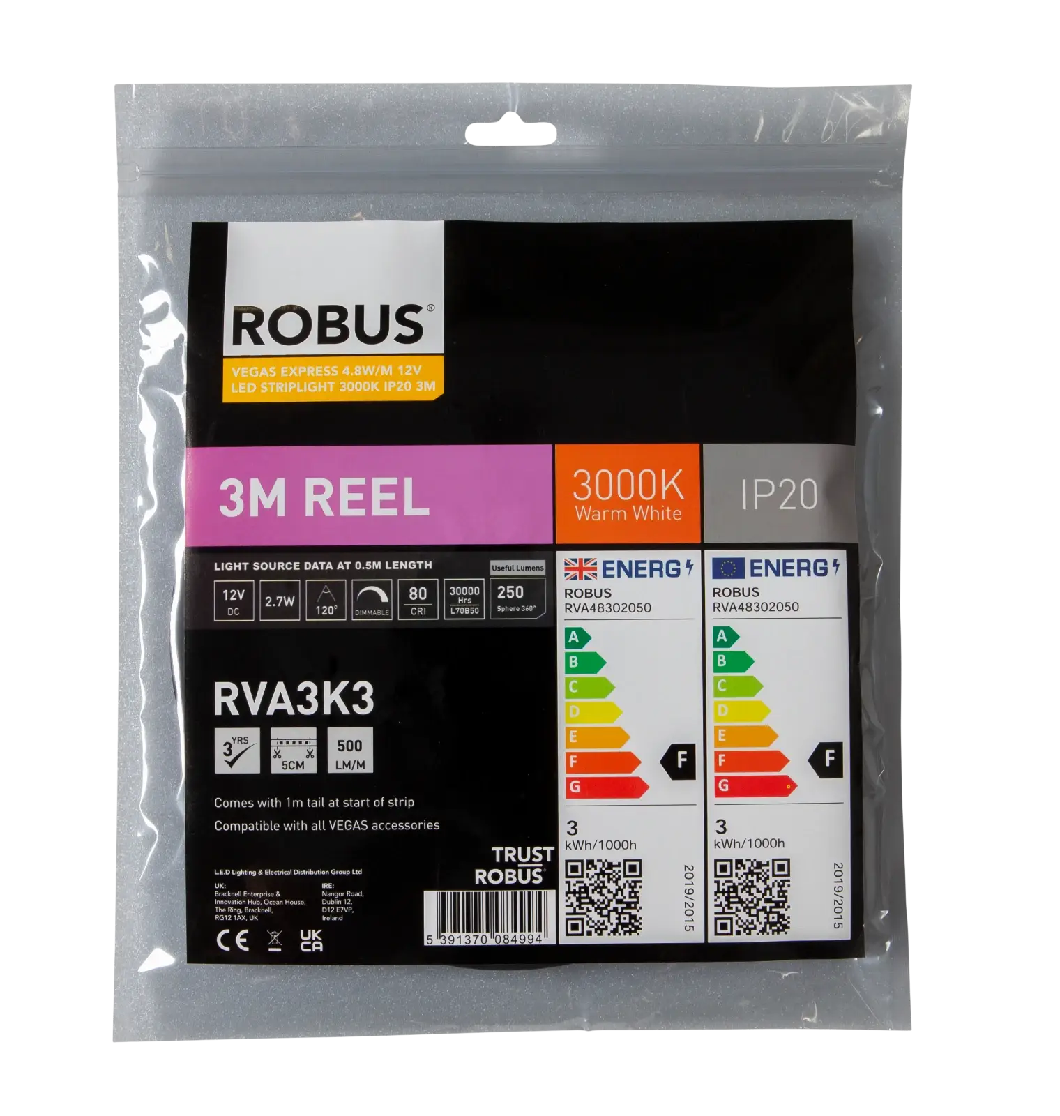 VEGAS EXPRESS 4.8W/m 12V LED Flexi-St...RVA3K3 | ROBUS