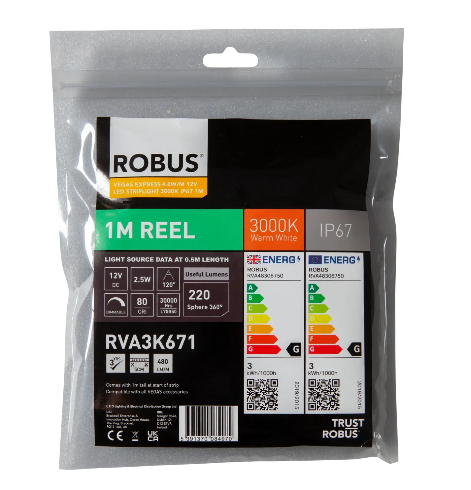 VEGAS EXPRESS 4.8W/m 12V LED Flexi-St...RVA3K671 | ROBUS