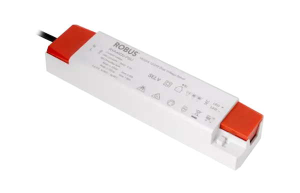 VEGAS 40W 12/24V Dual Voltage Driver Non-Dimmable IP20 c/w Flex & Plug