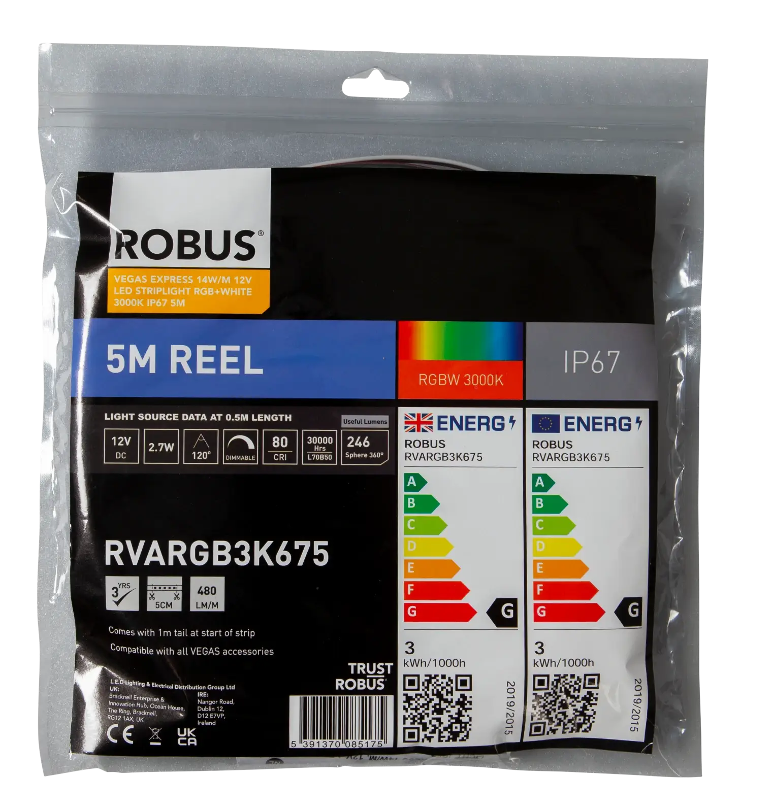VEGAS EXPRESS 14W/m 12V LED Flexi-Str...RVARGB3K675 | ROBUS